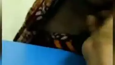 Shop staff lady showing boobs