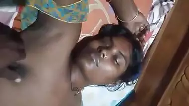 Village wife boob pressed by hubby while sleeping