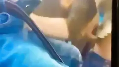 GF gives an Indian blowjob to her BF in the car