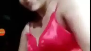 Booby bhabhi stripping off red night gown