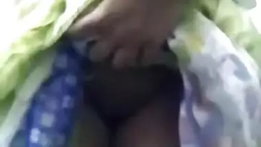 Indian diva in a colorful sari exposes touchable natural XXX boobs