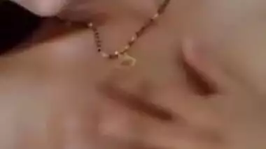 Naked wife making a selfie video