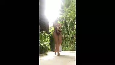 Indian model stripping in resort