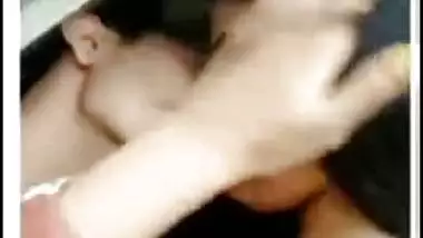 Young couple kissing boobs sucking