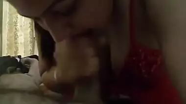 Horny Bhabhi in Red Nighty blowjob 