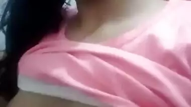 Cute Desi college girl boob show on selfie cam