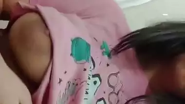 Big boobs cute girl in glasses showing topless body